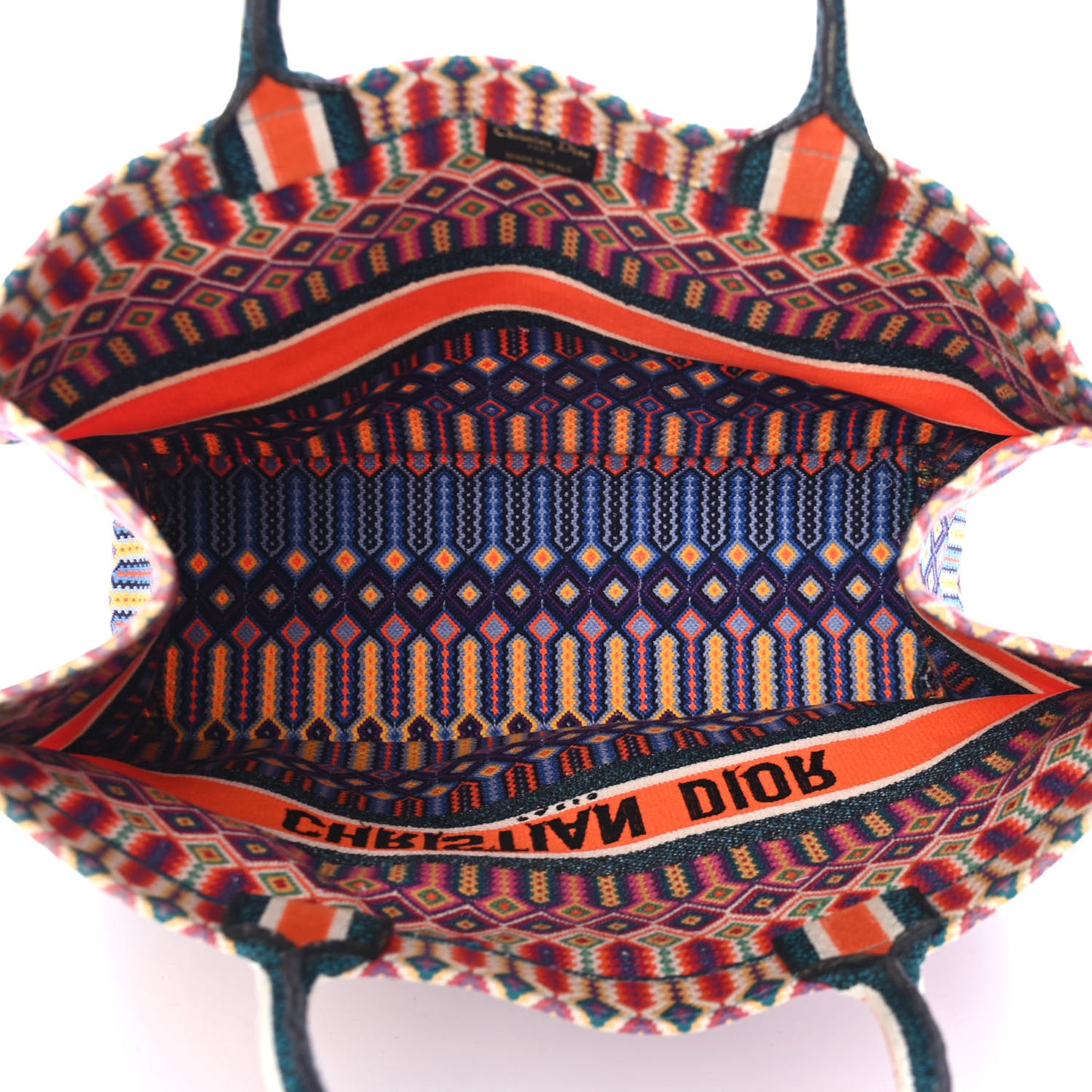 Canvas Embroidered Large Book Tote Orange Multicolor