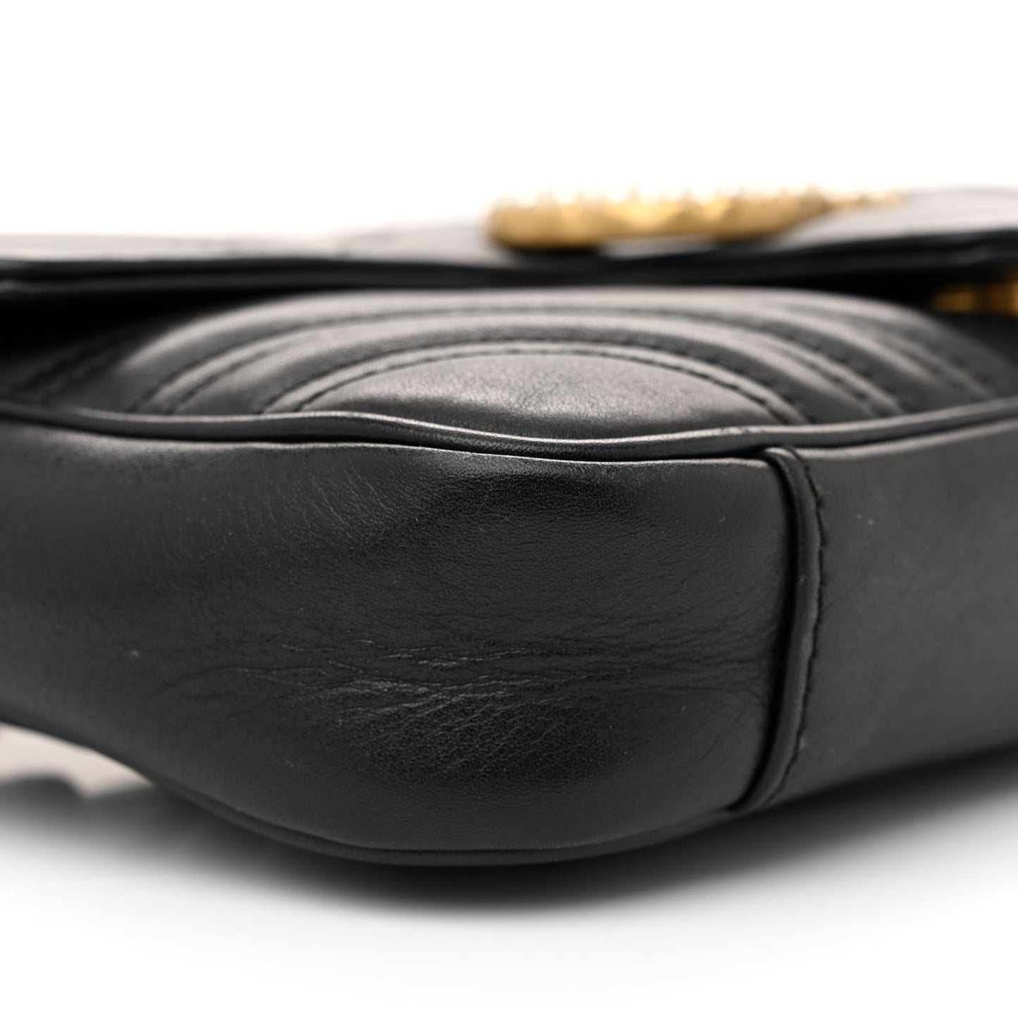 Calfskin Matelasse Pearly GG Marmont Chain Belt Bag Black