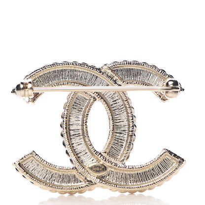 Chanel Pearl Crystal CC Brooch Gold Pearly White 3 of 5