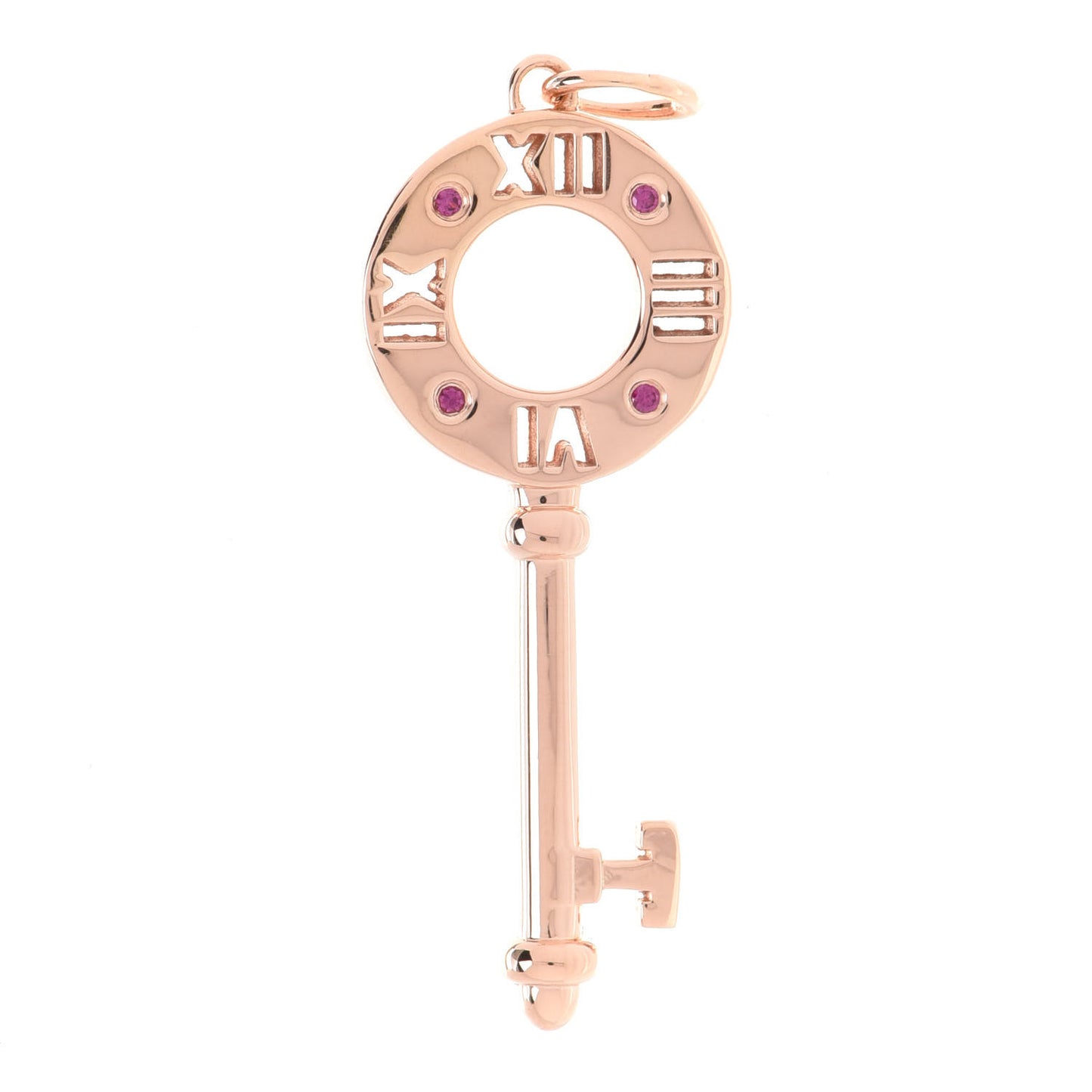 18K Rose Gold Ruby Atlas Pierced Key Pendant