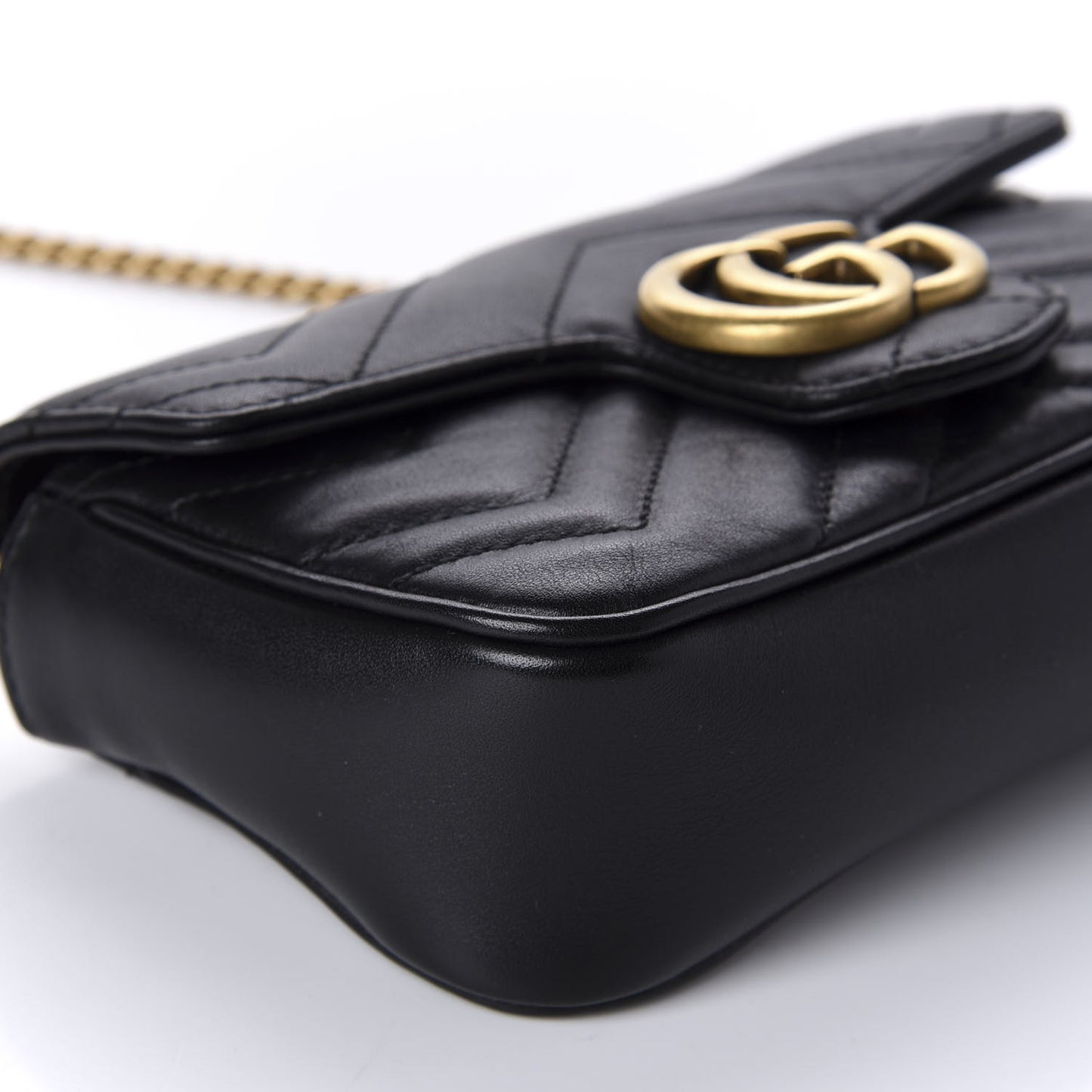 Calfskin Matelasse Super Mini GG Marmont Shoulder Bag Black