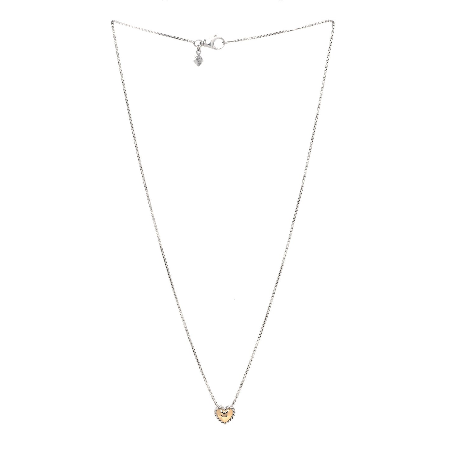 Sterling Silver 18K Yellow Gold Cable Cookie Heart Pendant Necklace