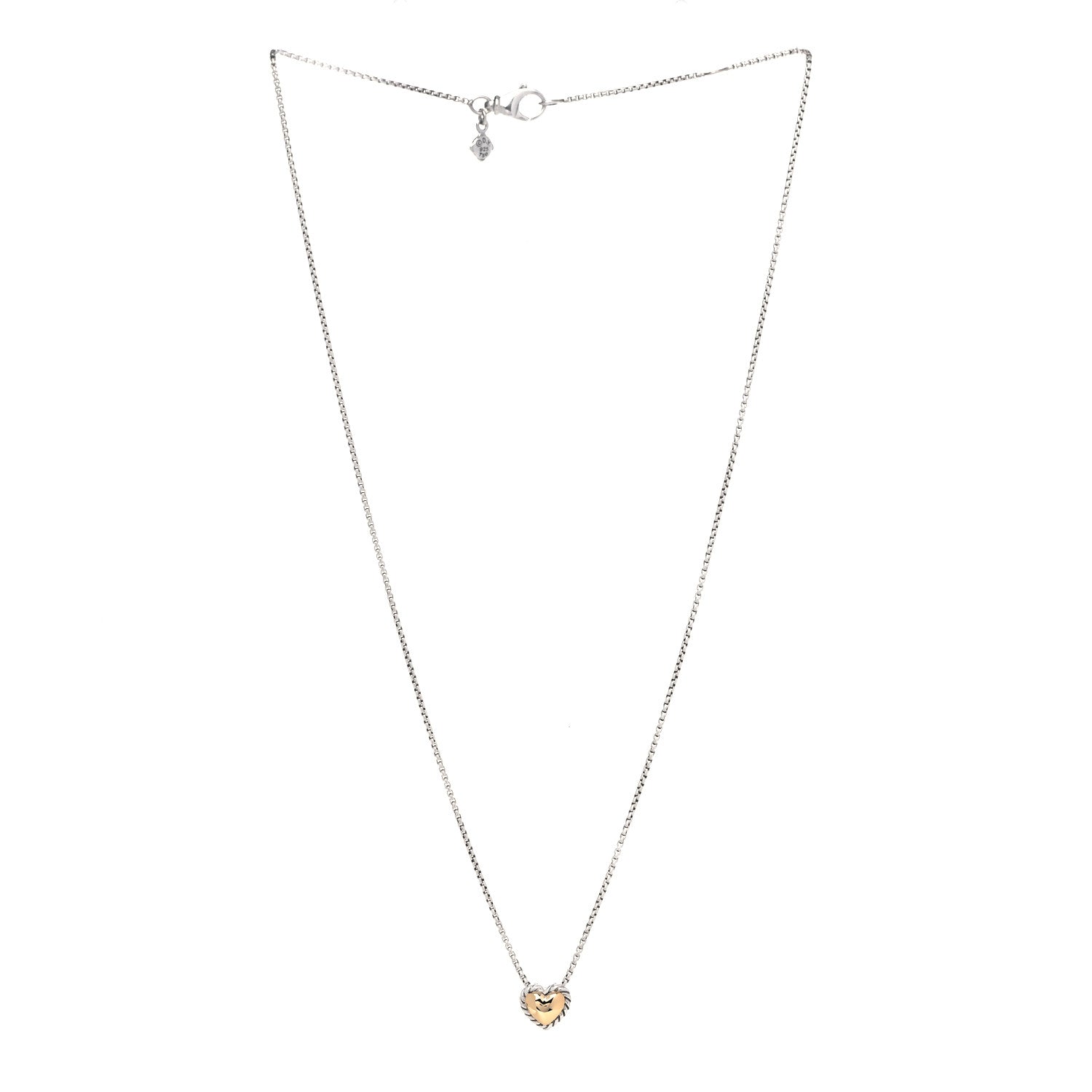 David Yurman Sterling Silver 18K Yellow Gold Cable Cookie Heart Pendant Necklace 2 of 6