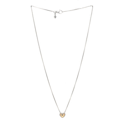 David Yurman Sterling Silver 18K Yellow Gold Cable Cookie Heart Pendant Necklace 2 of 6