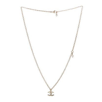 Chanel Pearl Crystal CC Pendant Necklace Gold 3 of 4