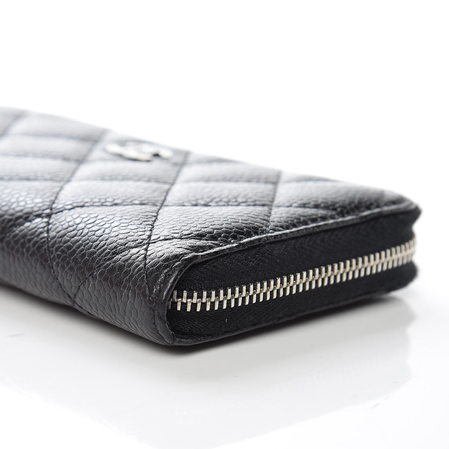 Caviar Quilted Small Gusset Zip Around Wallet Black