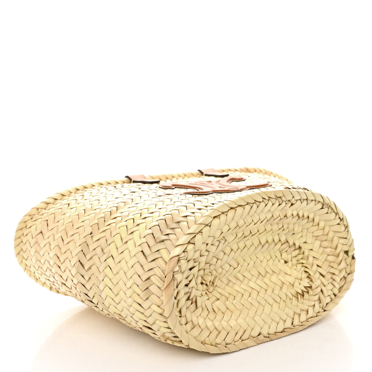 Celine Palm Leaf Calfskin Triomphe Teen Panier Tan 1731289