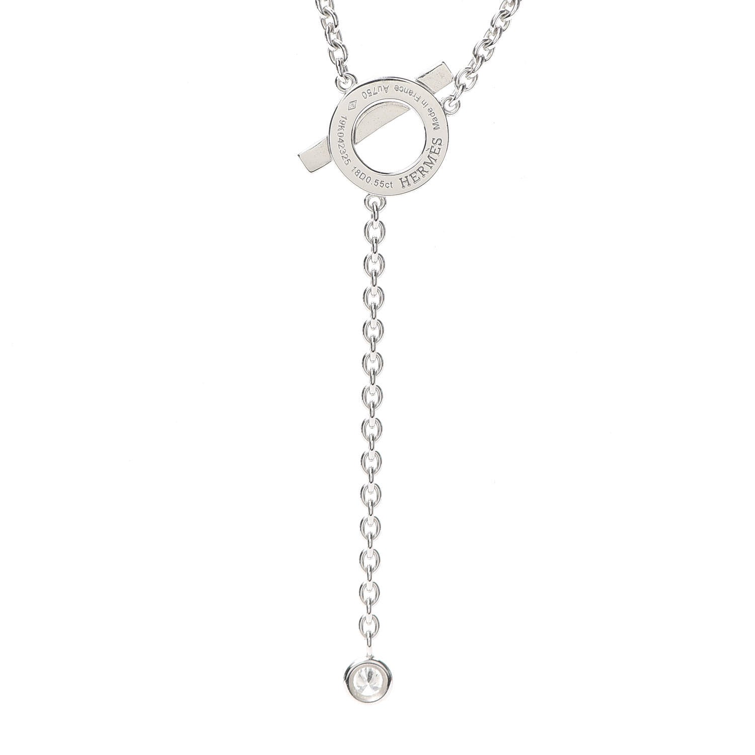 Hermes 18K White Gold Diamond Finesse Lariat Necklace 5 of 6