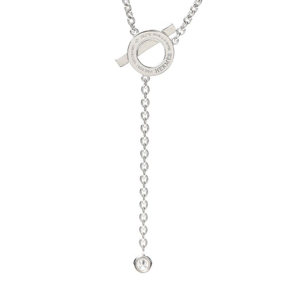 Hermes 18K White Gold Diamond Finesse Lariat Necklace 5 of 6