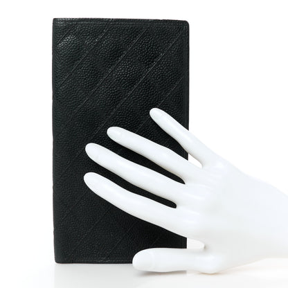 Chanel Caviar Diamond Stitched Check Book Wallet Black 2 of 10