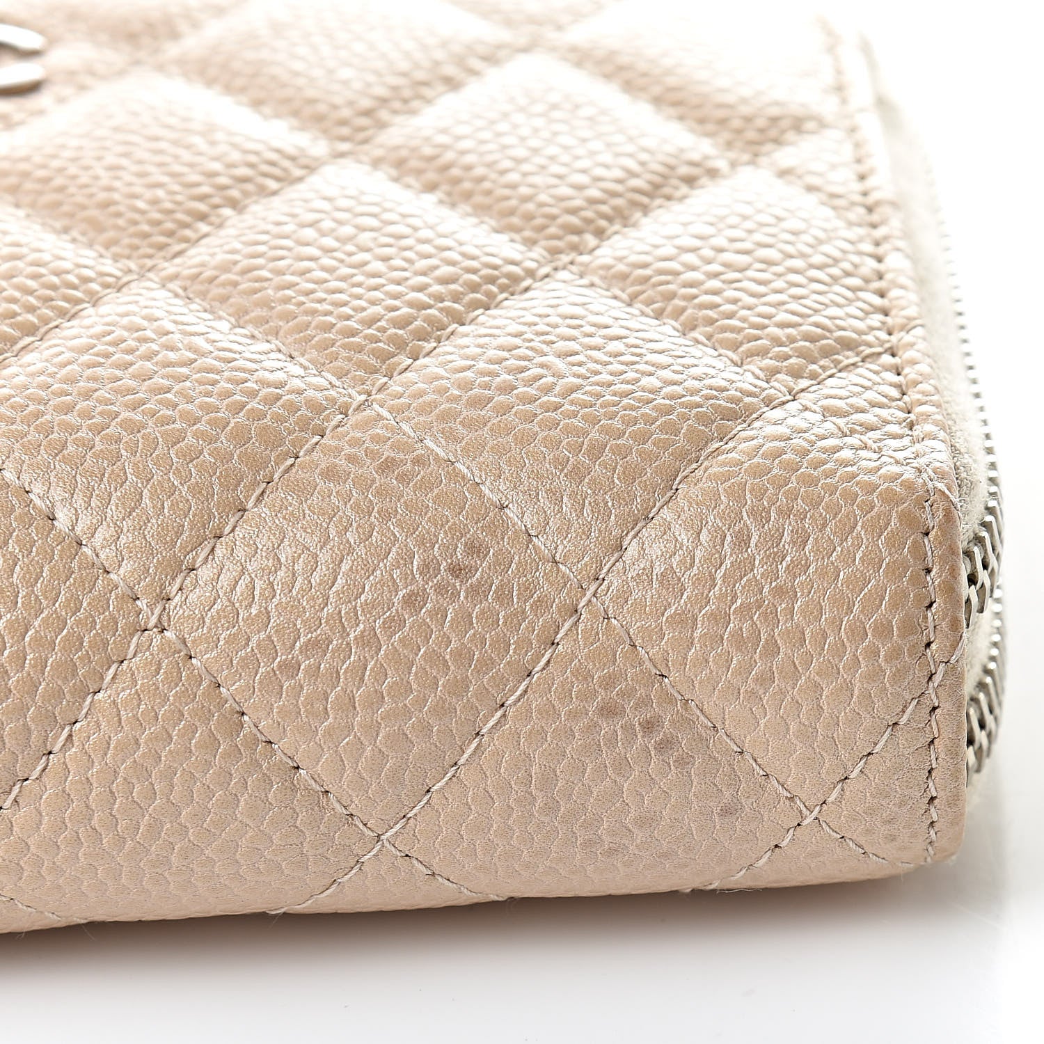 Chanel Caviar Quilted Large Gusset Double Zip Around Wallet Beige 10 of 11