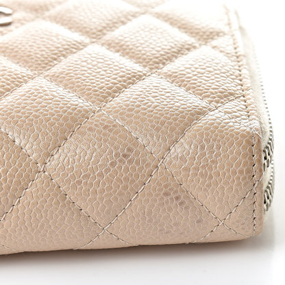 Chanel Caviar Quilted Large Gusset Double Zip Around Wallet Beige 10 of 11