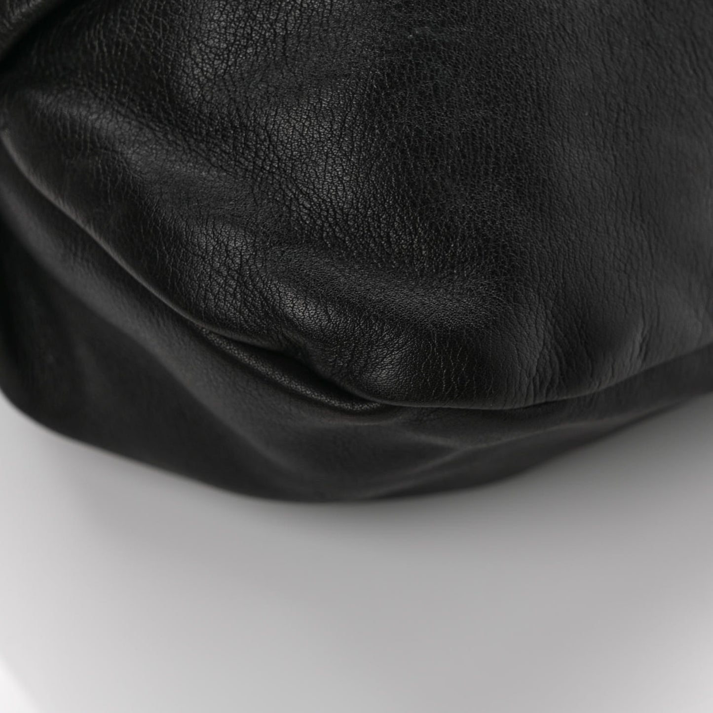 Soft Calfskin Pleated Shoulder Bag Black