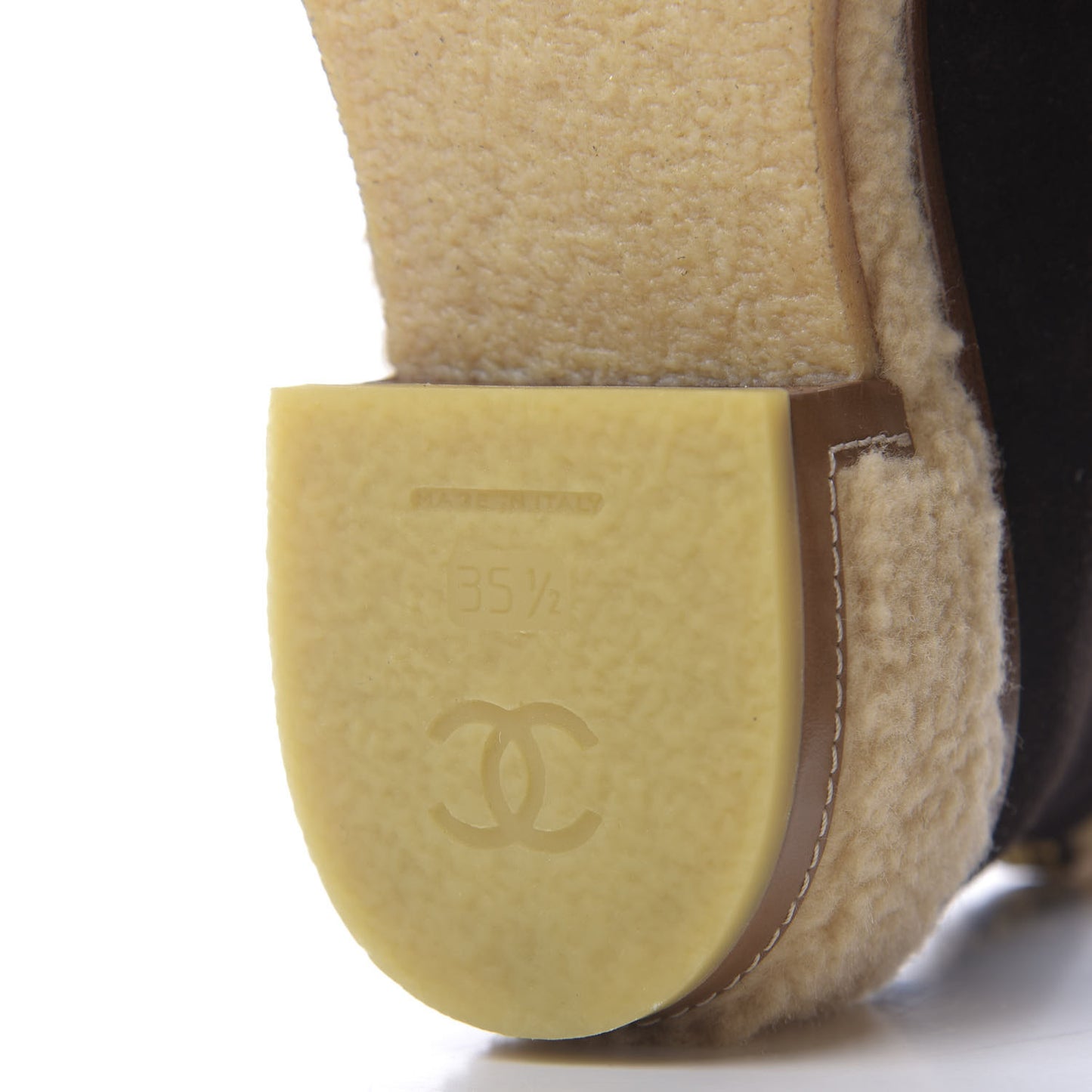 Shearling Suede Calfskin High Boots 35.5 Brown Beige