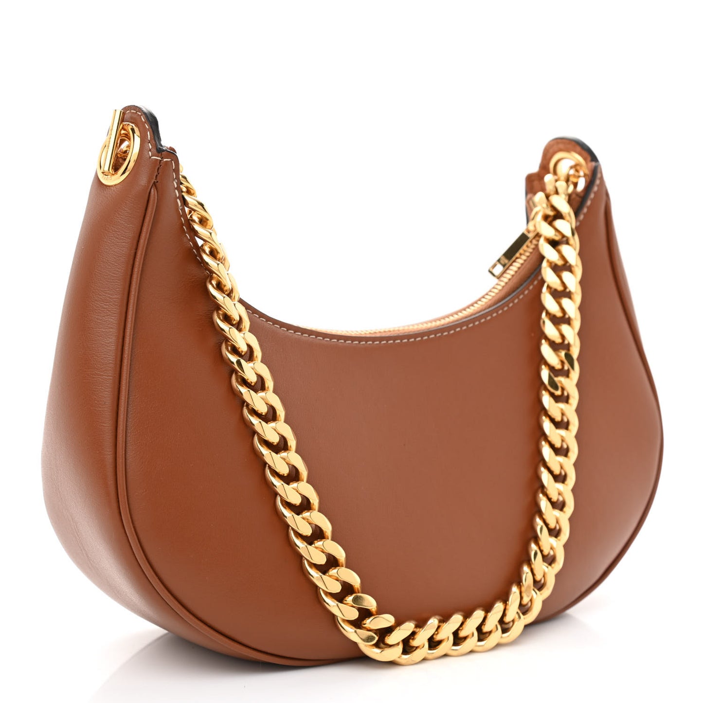 Smooth Calfskin Medium Chain Strap Ava Shoulder Bag Tan