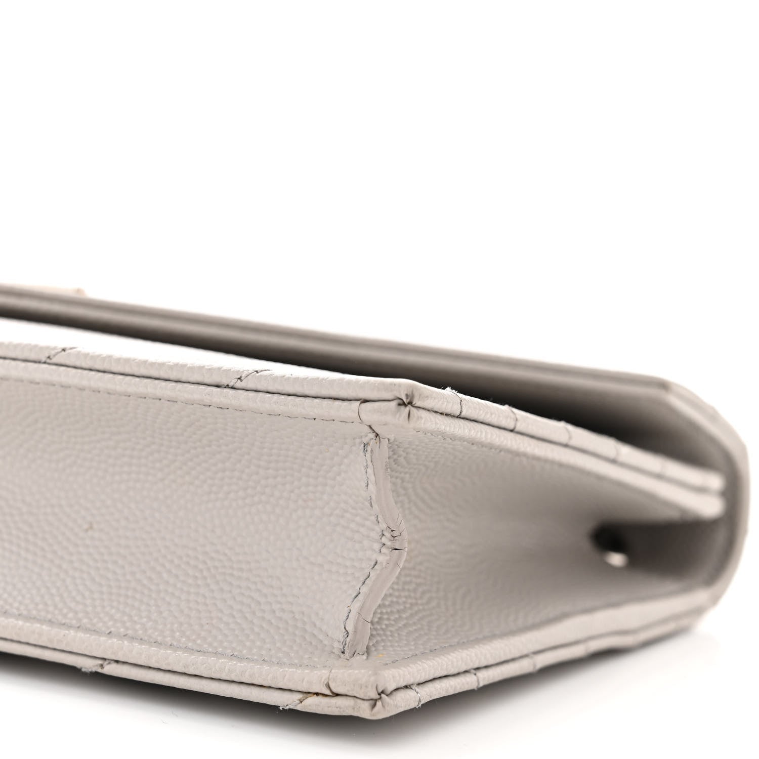 Saint Laurent Grain De Poudre Matelasse Chevron Monogram Envelope Chain Wallet Fog 10 of 13