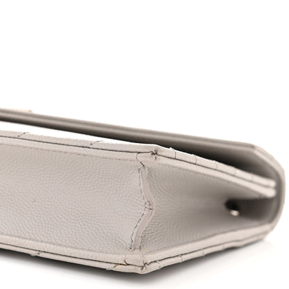 Saint Laurent Grain De Poudre Matelasse Chevron Monogram Envelope Chain Wallet Fog 10 of 13