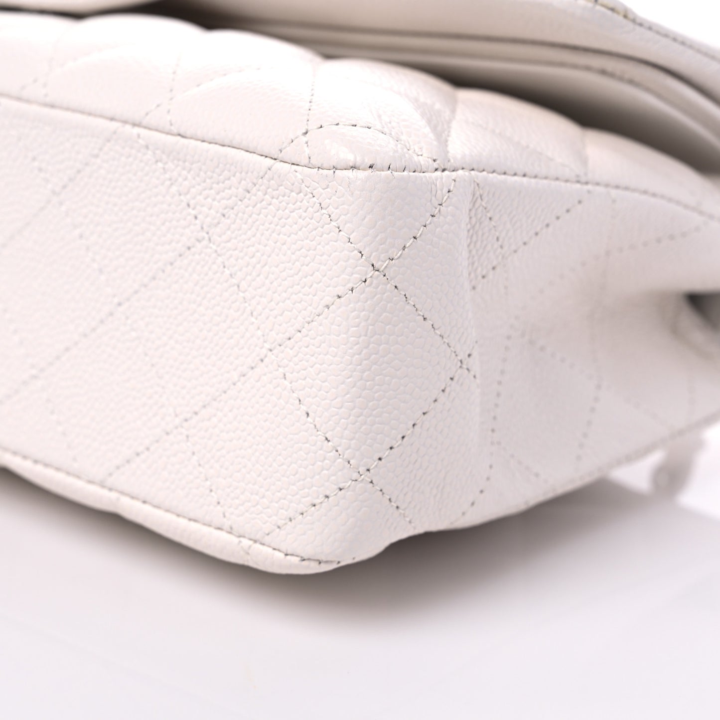 Caviar Quilted Medium Double Flap White