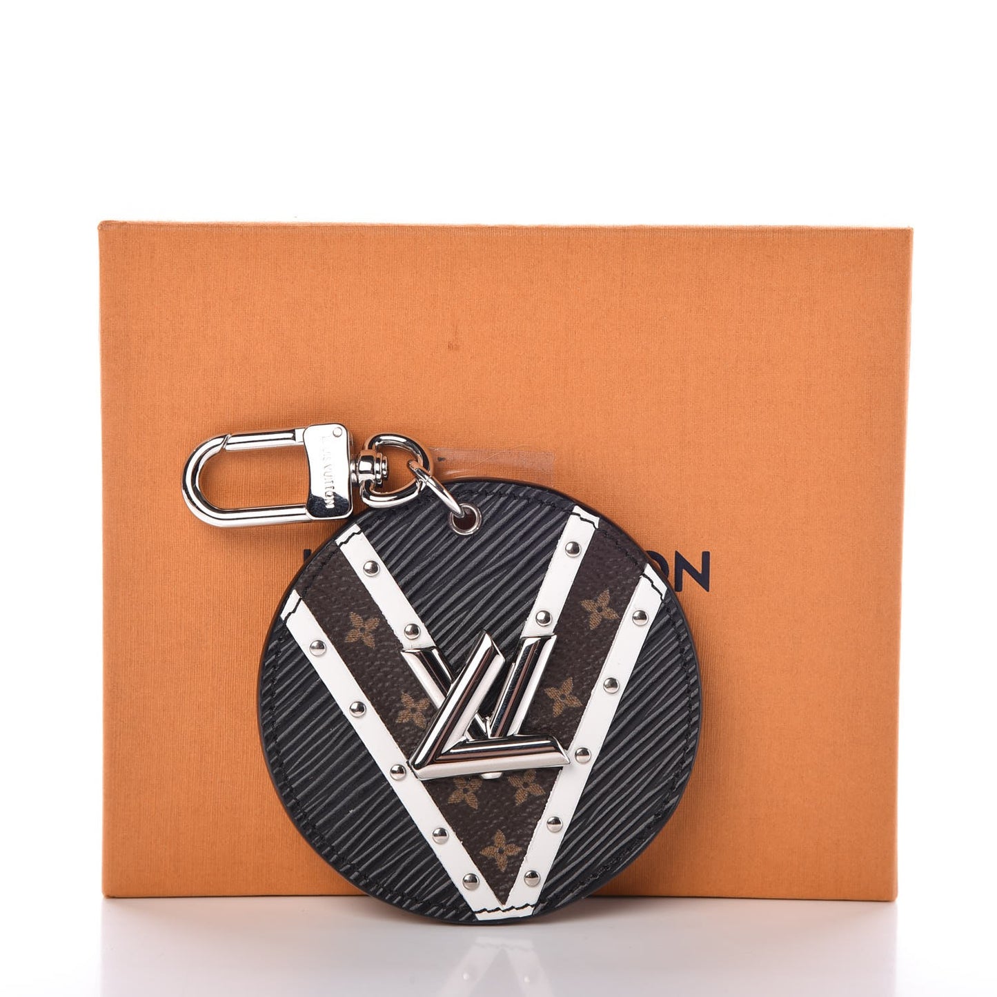 Epi Monogram V Twist Bag Charm Key Holder Brown