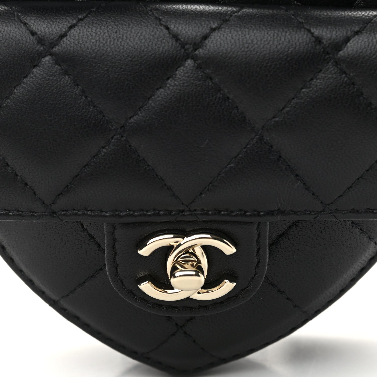 Chanel Lambskin Quilted CC In Love Heart Waist Belt Bag With Chain Black 7 of 11