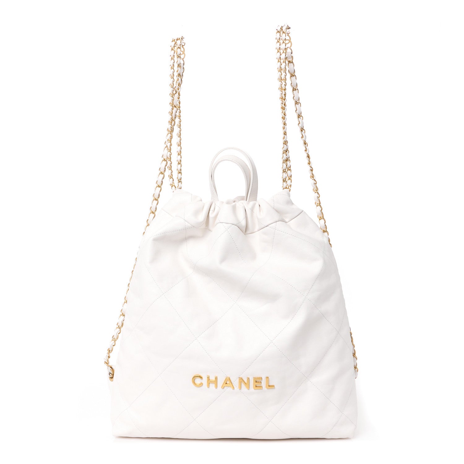 Chanel Shiny Calfskin Quilted Chanel 22 Backpack White 1 of 10