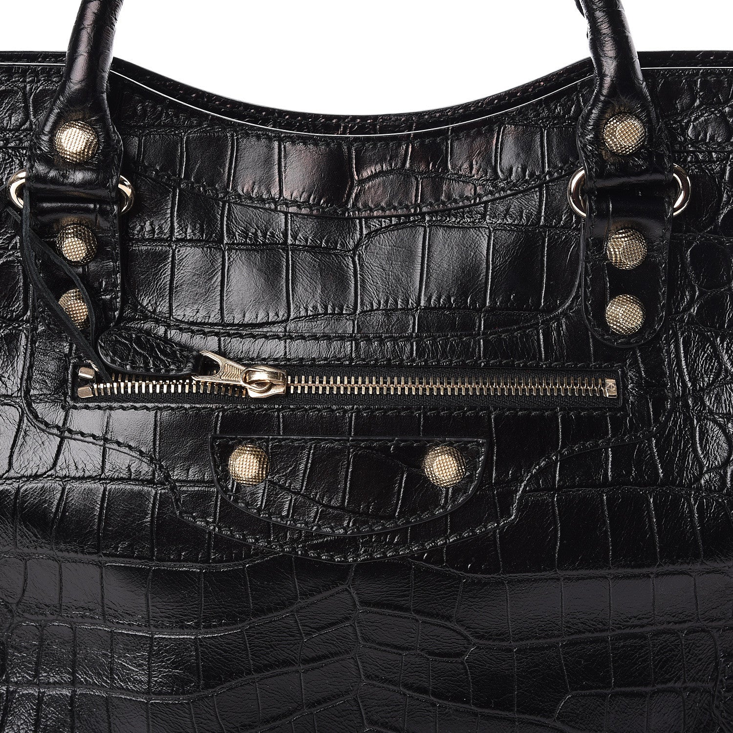 Balenciaga Calfskin Crocodile Embossed Giant 12 Gold Hardware City Black 12 of 12