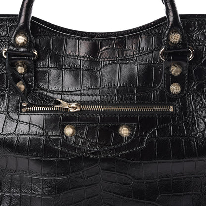 Balenciaga Calfskin Crocodile Embossed Giant 12 Gold Hardware City Black 12 of 12
