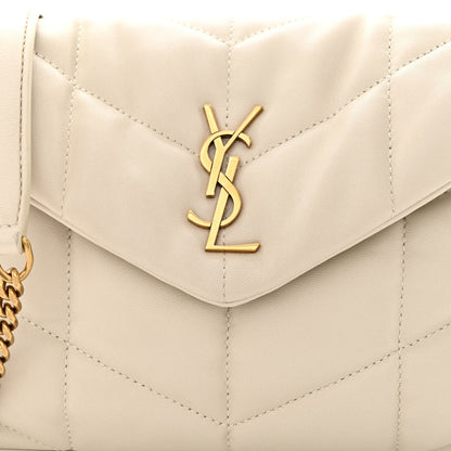 Saint Laurent Lambskin Quilted Toy Loulou Puffer Monogram Chain Satchel Crema Soft 8 of 12
