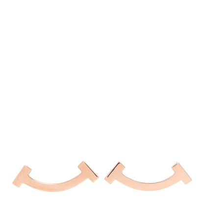 Tiffany 18K Rose Gold T Smile Stud Earrings 1 of 7
