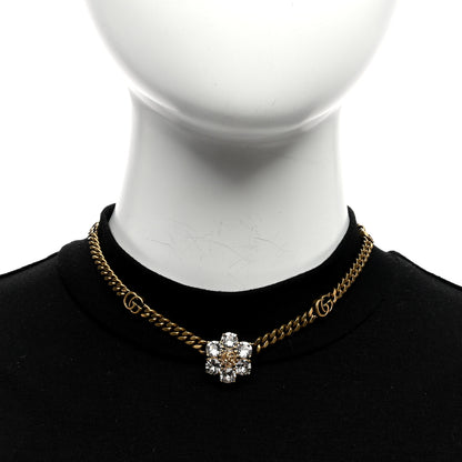 Gucci Metal Crystal Double G Necklace Aged Gold 3 of 4