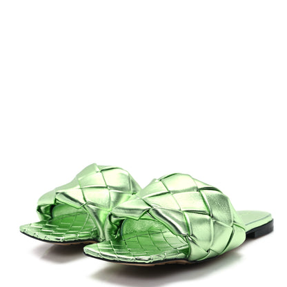 Bottega Veneta Metallic Nappa Maxi Reflection Weave Lido Flat Sandals 38 Pistachio 4 of 8