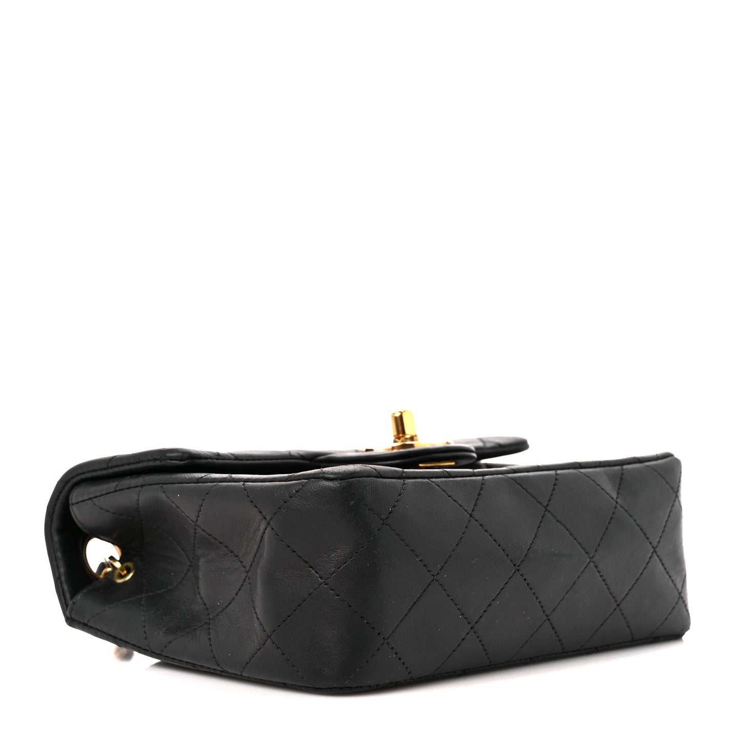 Lambskin Quilted Mini Square Flap Bag Black