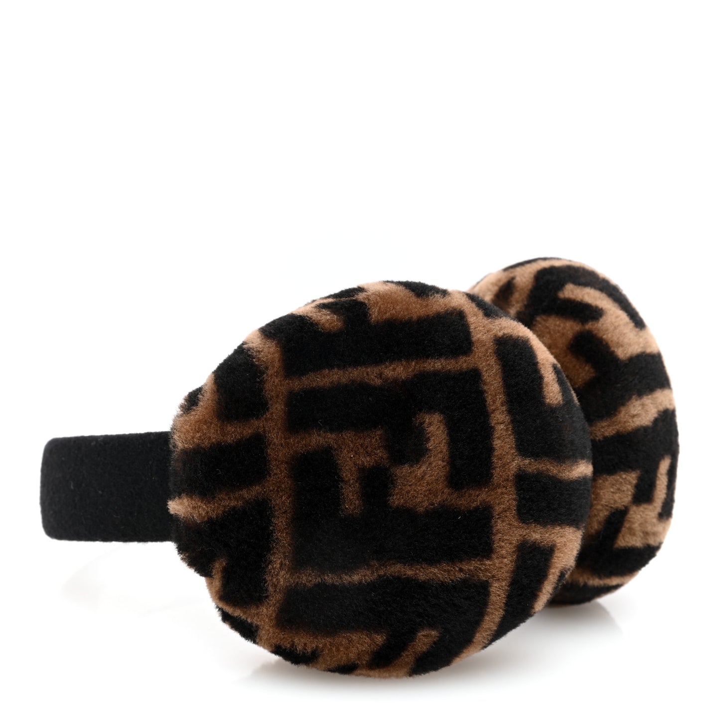 Shearling FF Logo Earmuffs Tobacco
