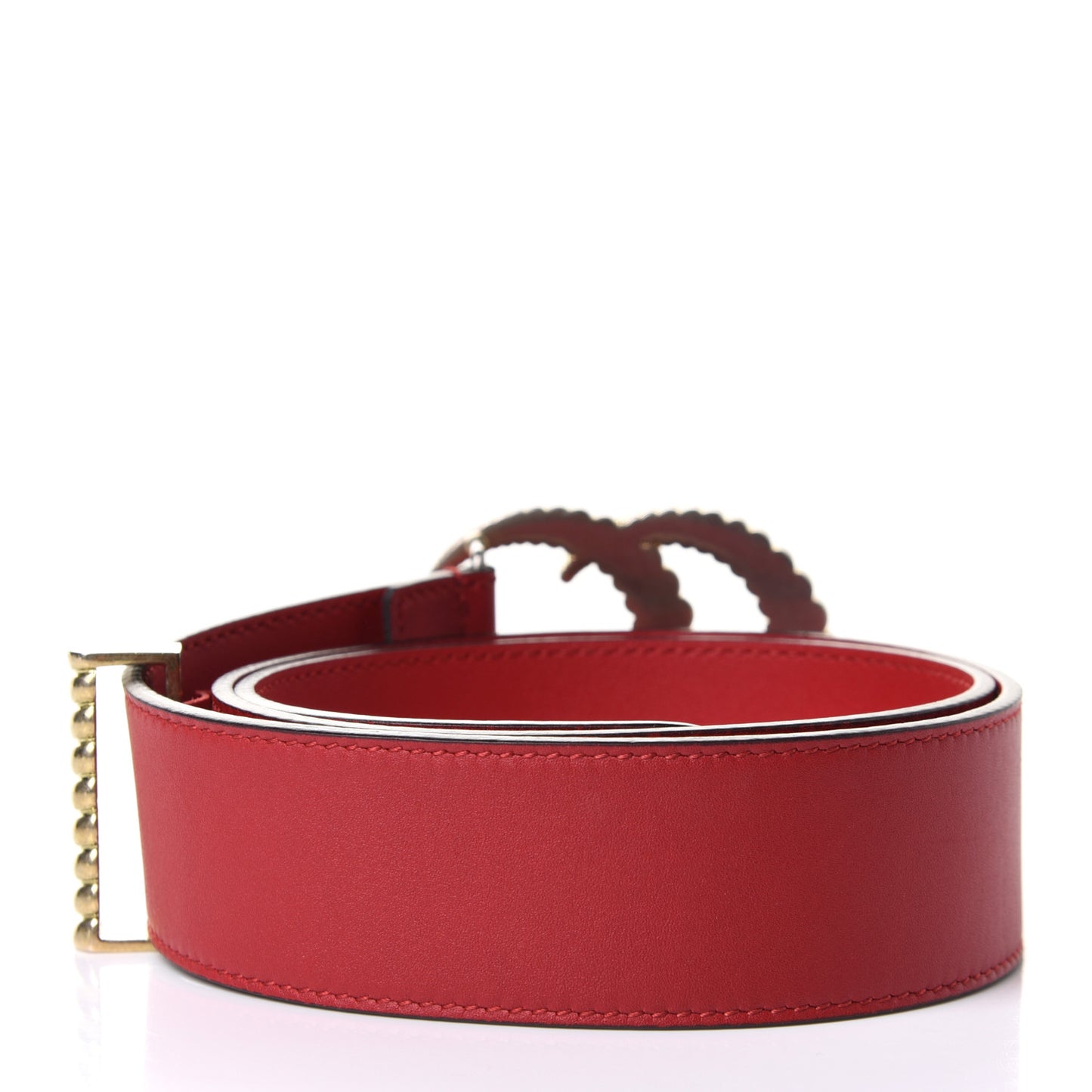 Moon Calfskin Torchon Double G 40mm Belt 80 32 Hibiscus Red