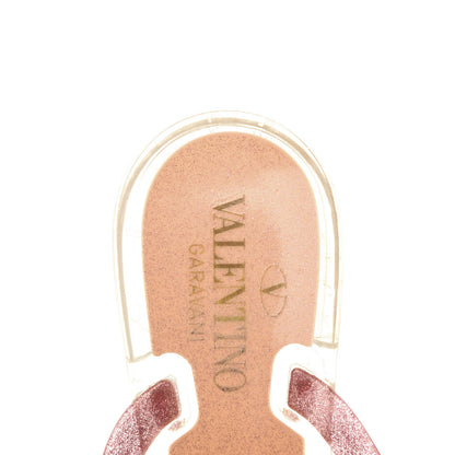 Valentino Garavani PVC Jelly Glitter Rockstud Bow Thong Sandals 40 Pink 6 of 7
