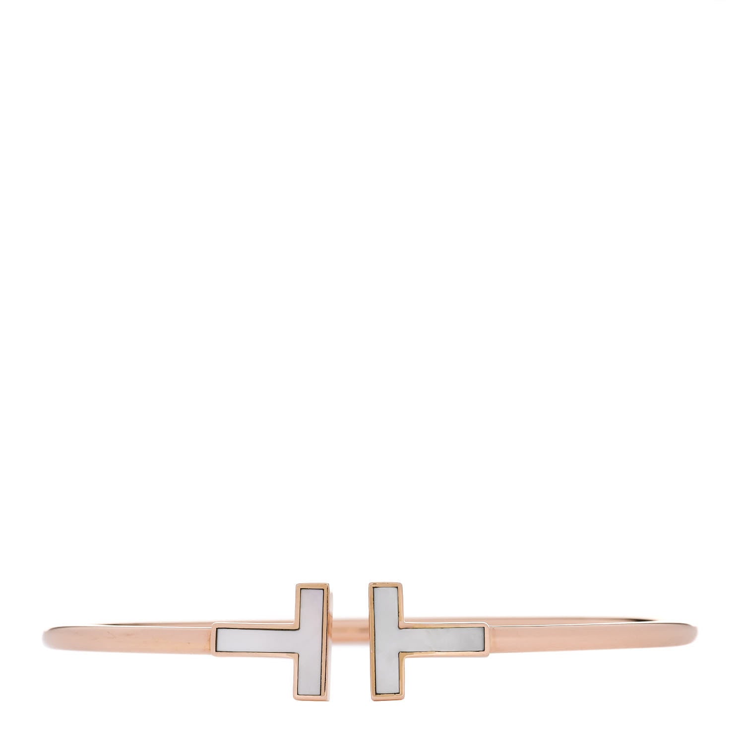 Tiffany 18K Rose Gold Mother of Pearl T Wire Bracelet 1 of 3