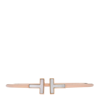 Tiffany 18K Rose Gold Mother of Pearl T Wire Bracelet 1 of 3