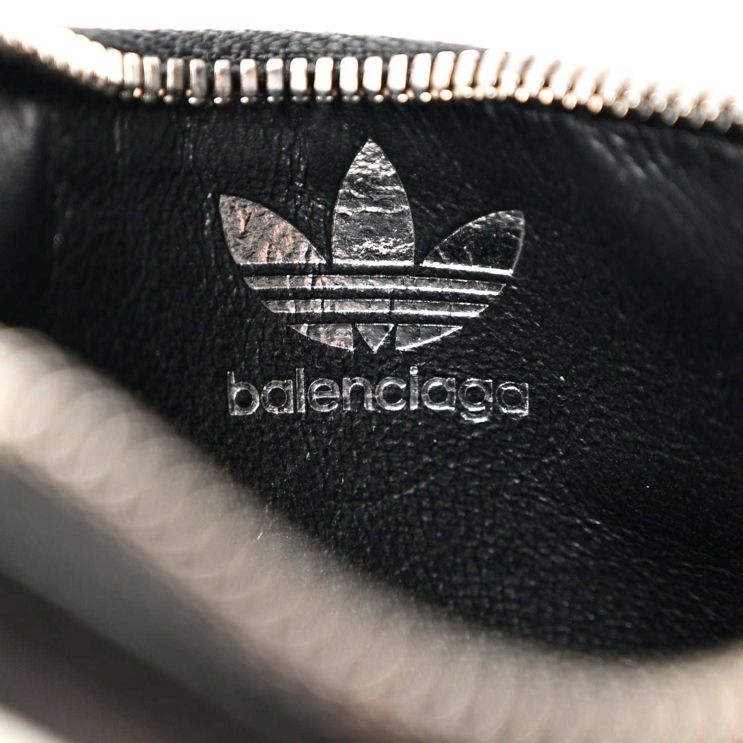 Balenciaga X ADIDAS Agneau Arena Trefoil Logo Coin Case Card Holder Black White 7 of 8