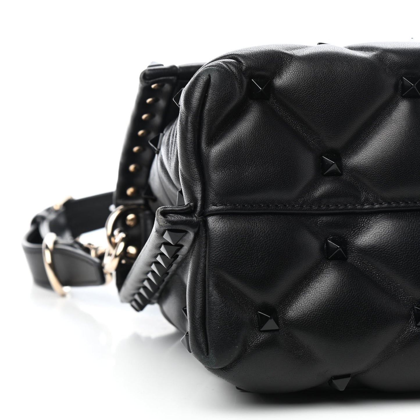 Nappa Monochrome Medium Candystud Top Handle Bag Black