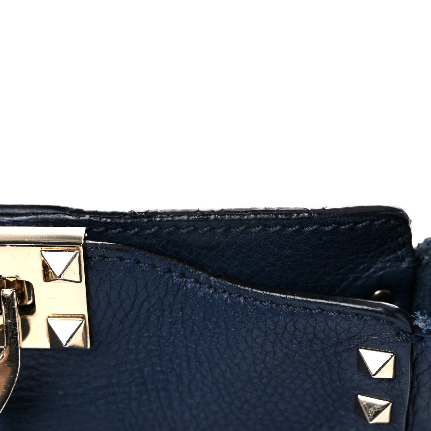Pebbled Calfskin Mini Rockstud Flip-Lock Messenger Bag Marine