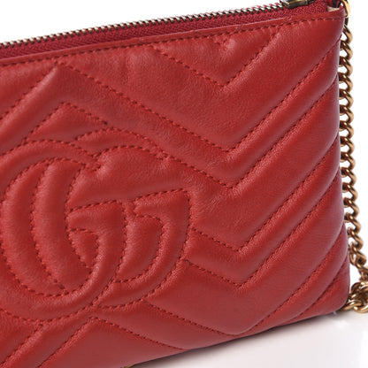 Gucci Calfskin Matelasse Mini GG Marmont Chain Bag Hibiscus Red 11 of 14
