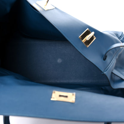 Hermes Veau Sikkim Kelly Relax 50 Bleu Thalassa 4 of 10