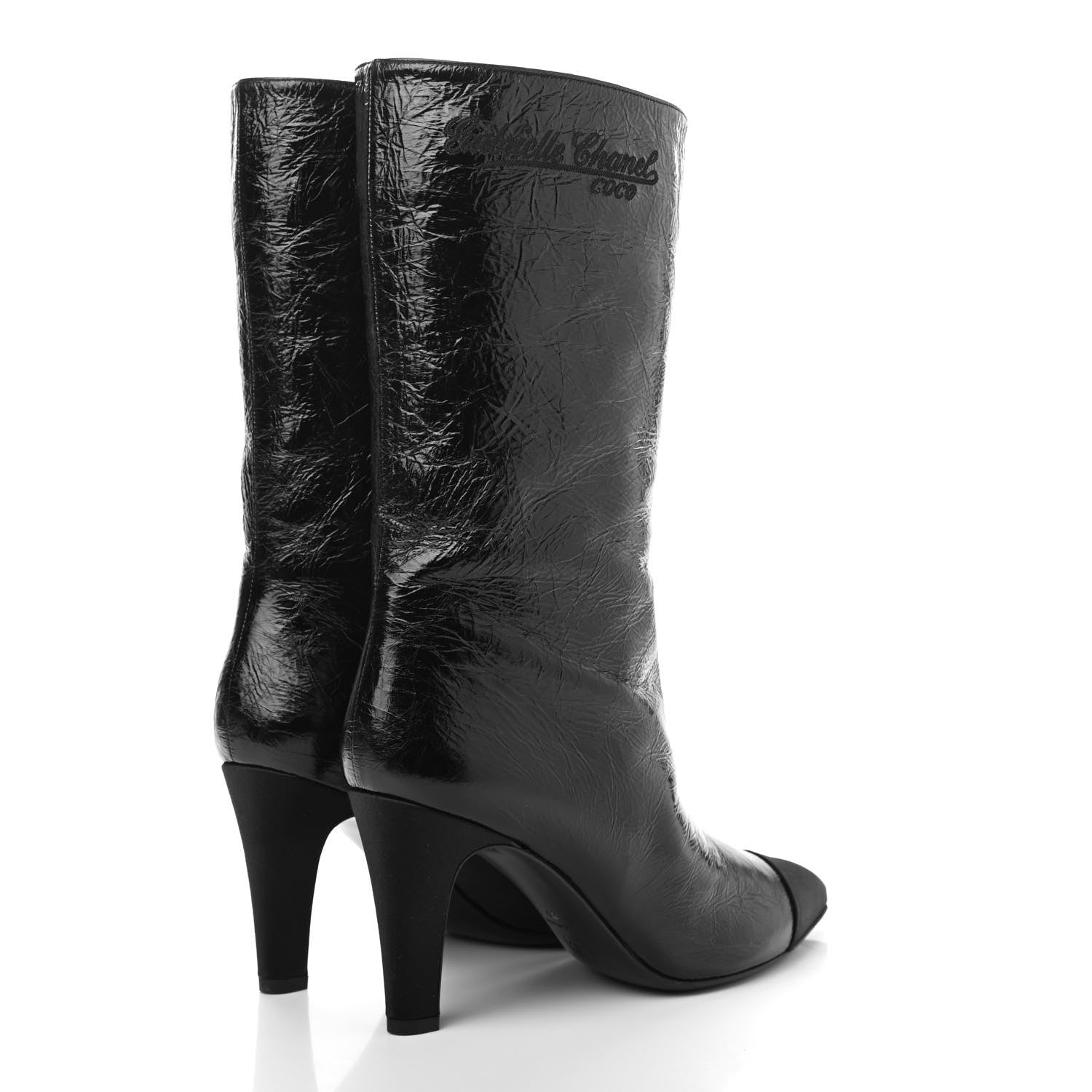 Chanel Crumpled Calfskin Grosgrain Gabrielle Cap Toe Short Boots 39 Black 4 of 8