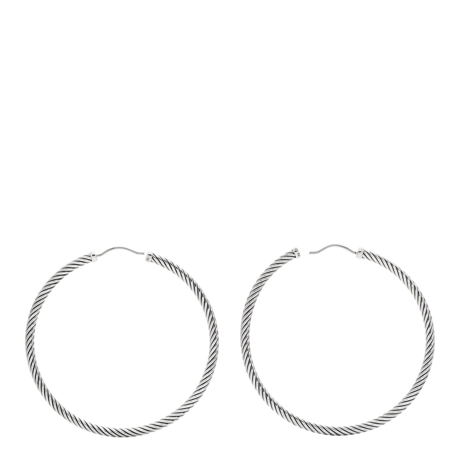 David Yurman Sterling Silver Extra Large Cable Classics Hoop Earrings 3 of 5