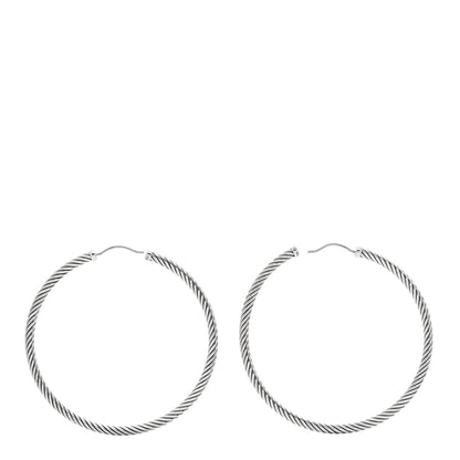 David Yurman Sterling Silver Extra Large Cable Classics Hoop Earrings 3 of 5