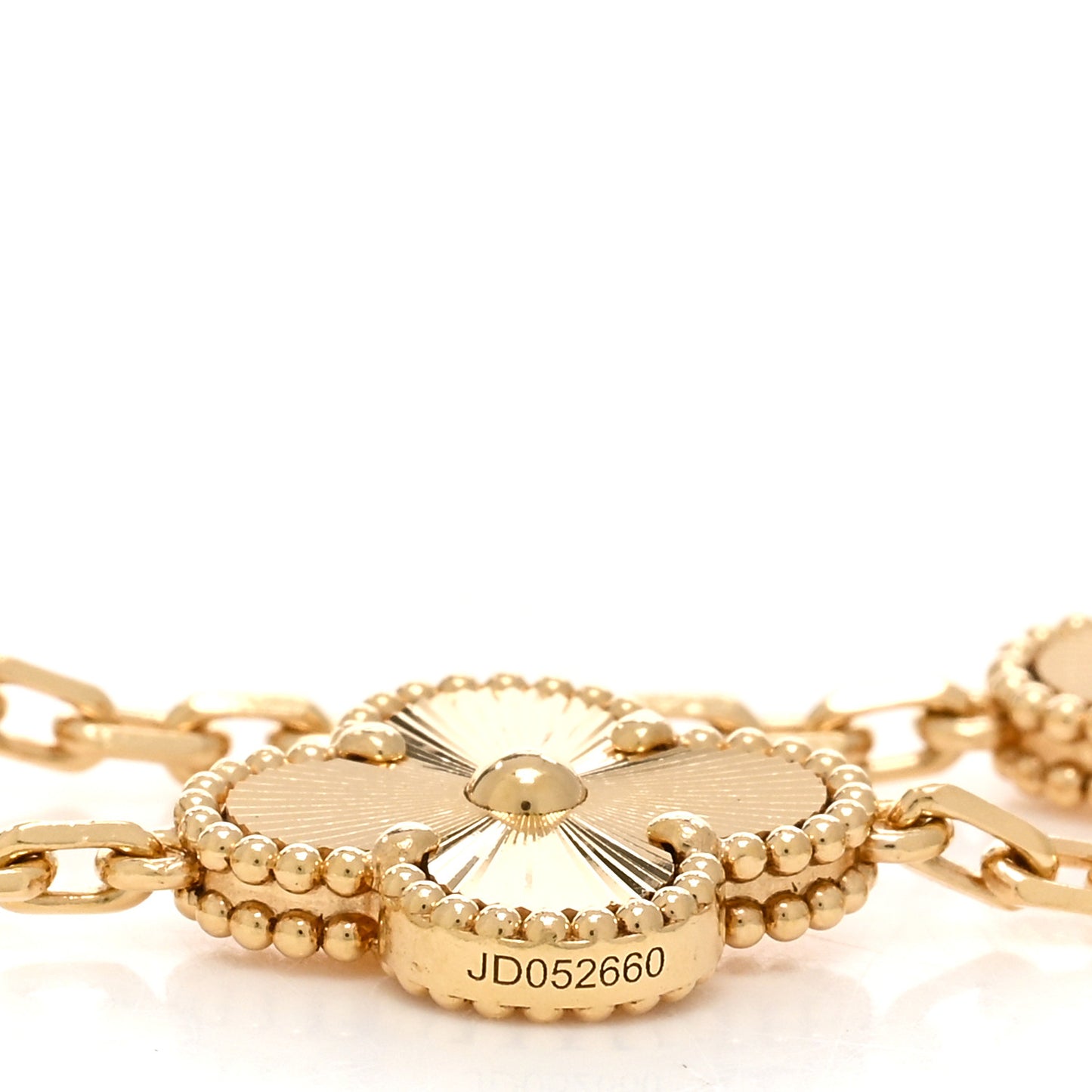 18K Yellow Gold 5 Motifs Guilloche Vintage Alhambra Bracelet