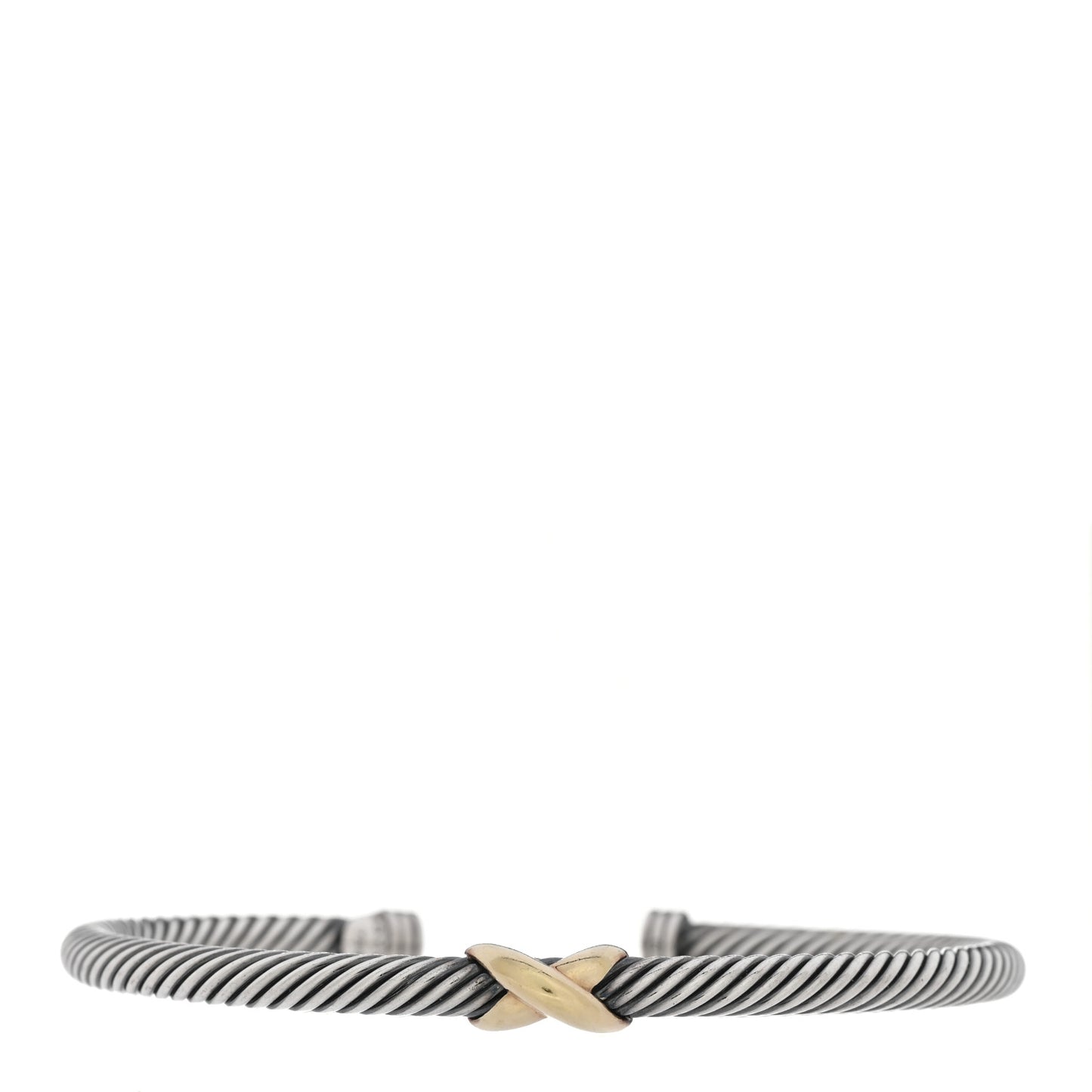 Sterling Silver 14K Yellow Gold 4mm X Station Cable Bracelet