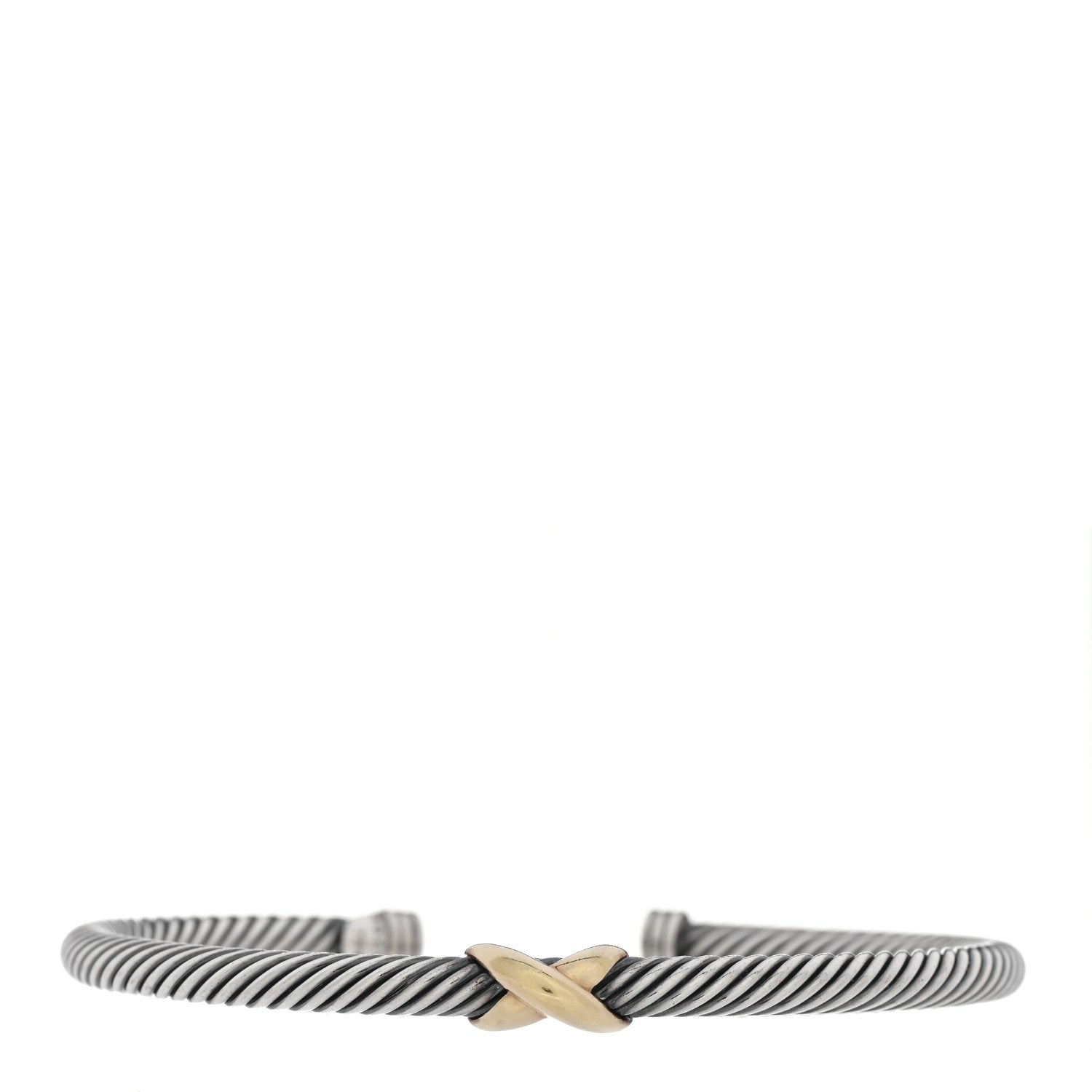 David Yurman Sterling Silver 14K Yellow Gold 4mm X Station Cable Bracelet 1 of 3