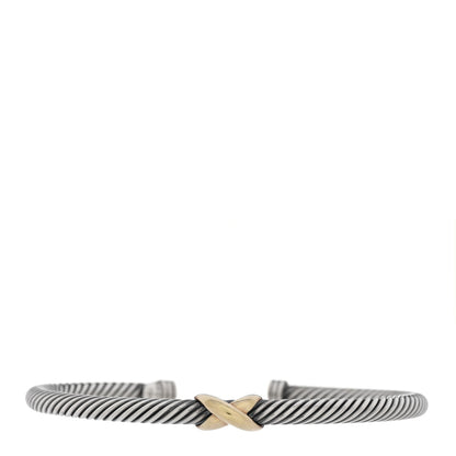 David Yurman Sterling Silver 14K Yellow Gold 4mm X Station Cable Bracelet 1 of 3