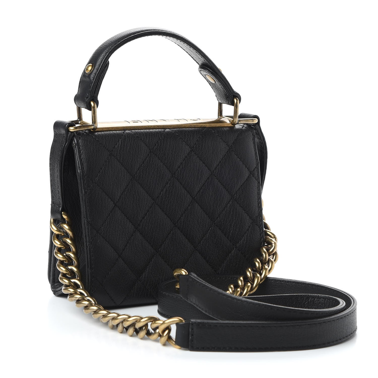 Chanel Goatskin Quilted Small Rita Top Handle Flap Black 3 of 10